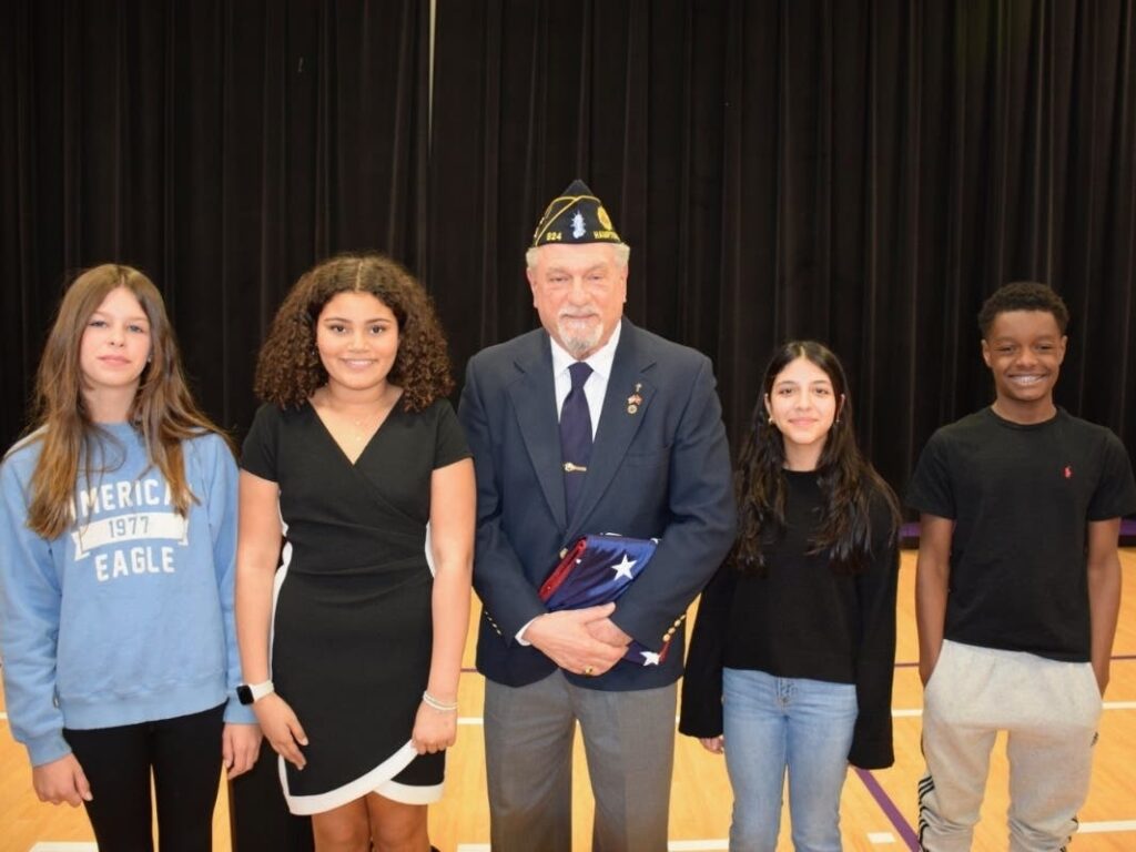 Students honor veteran who tirelessly returns to Hampton Bays