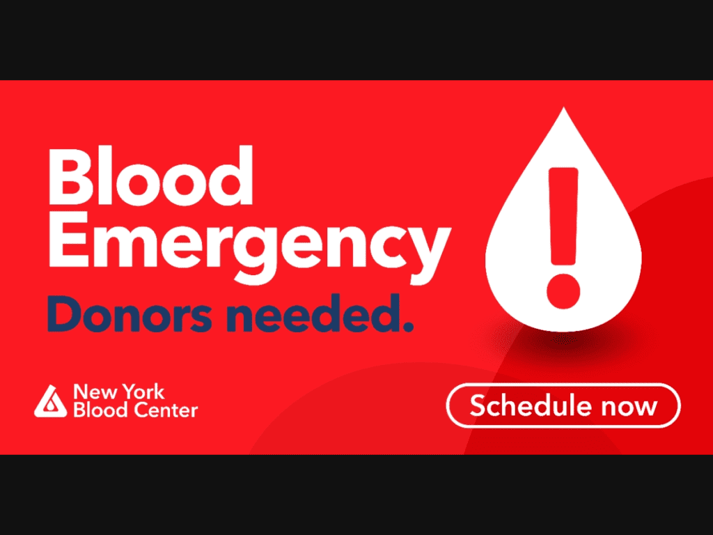 The New York Blood Center is declaring a blood emergency